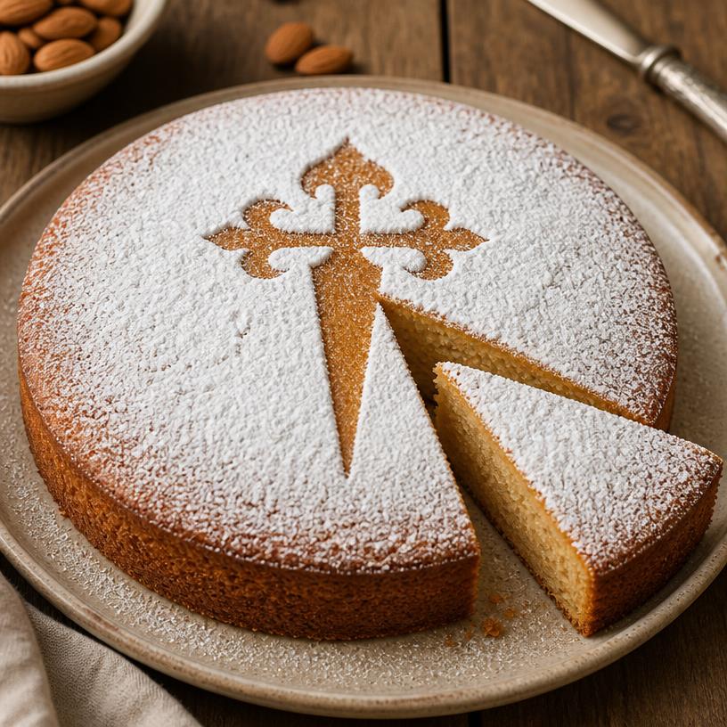 Tarta de Santiago con azúcar glas